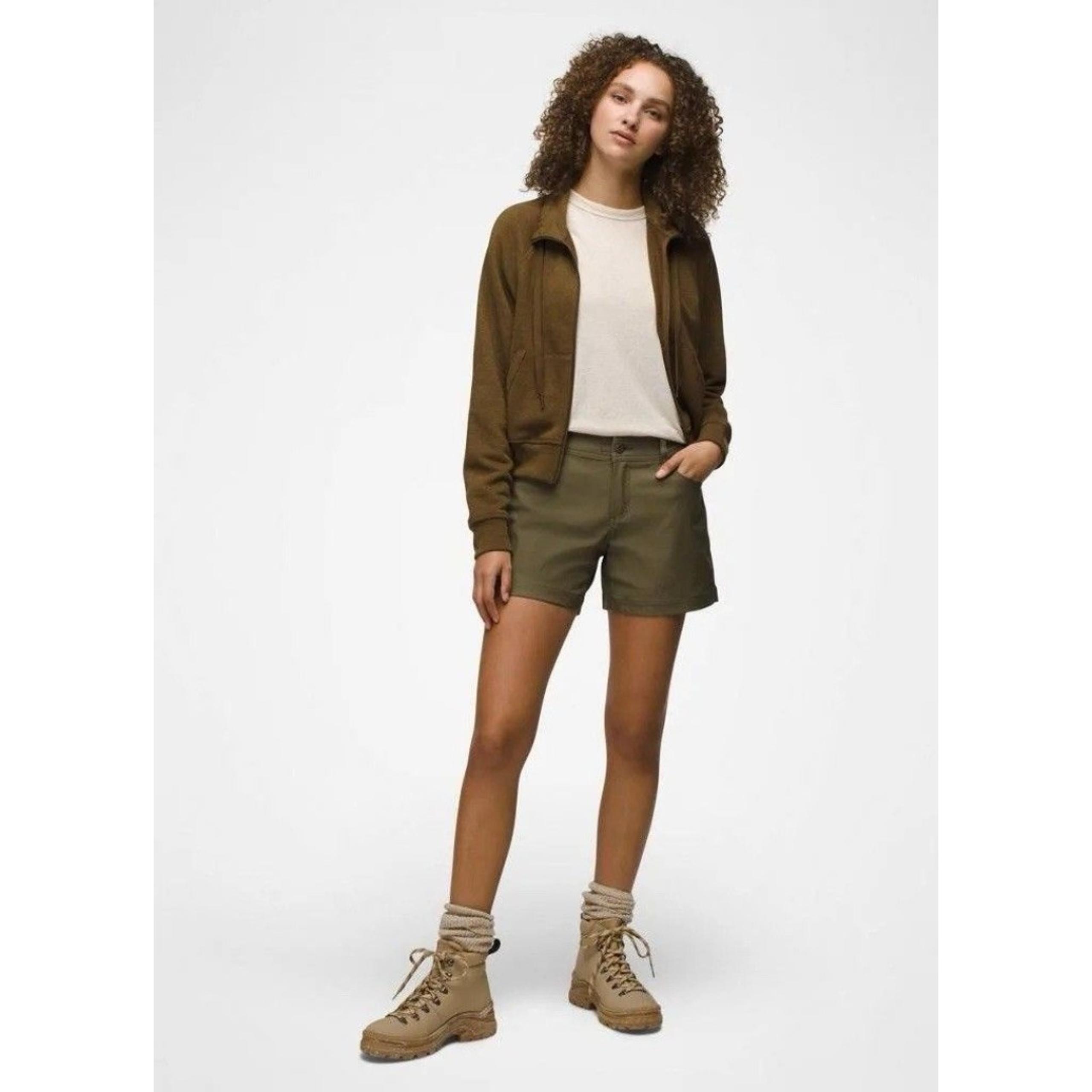 NEW prAna Womens Size 12 Halle Hiking Outdoor Short II Slate Green 7" Inseam