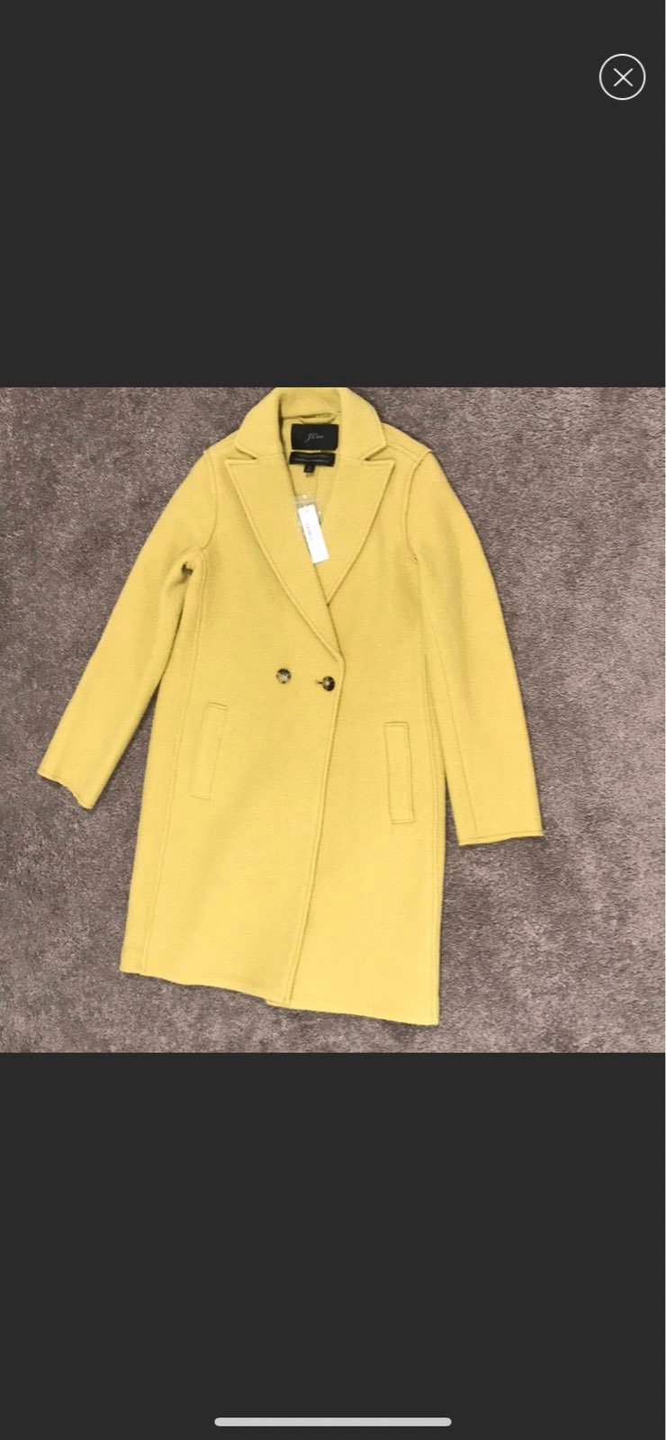 NWT Jcrew Daphne boiled wool split pea coat Sz 00 - detail