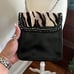 Vintage Henri Bendel Black Crossbody Purse Leather Tiger Print Flap Chain Strap