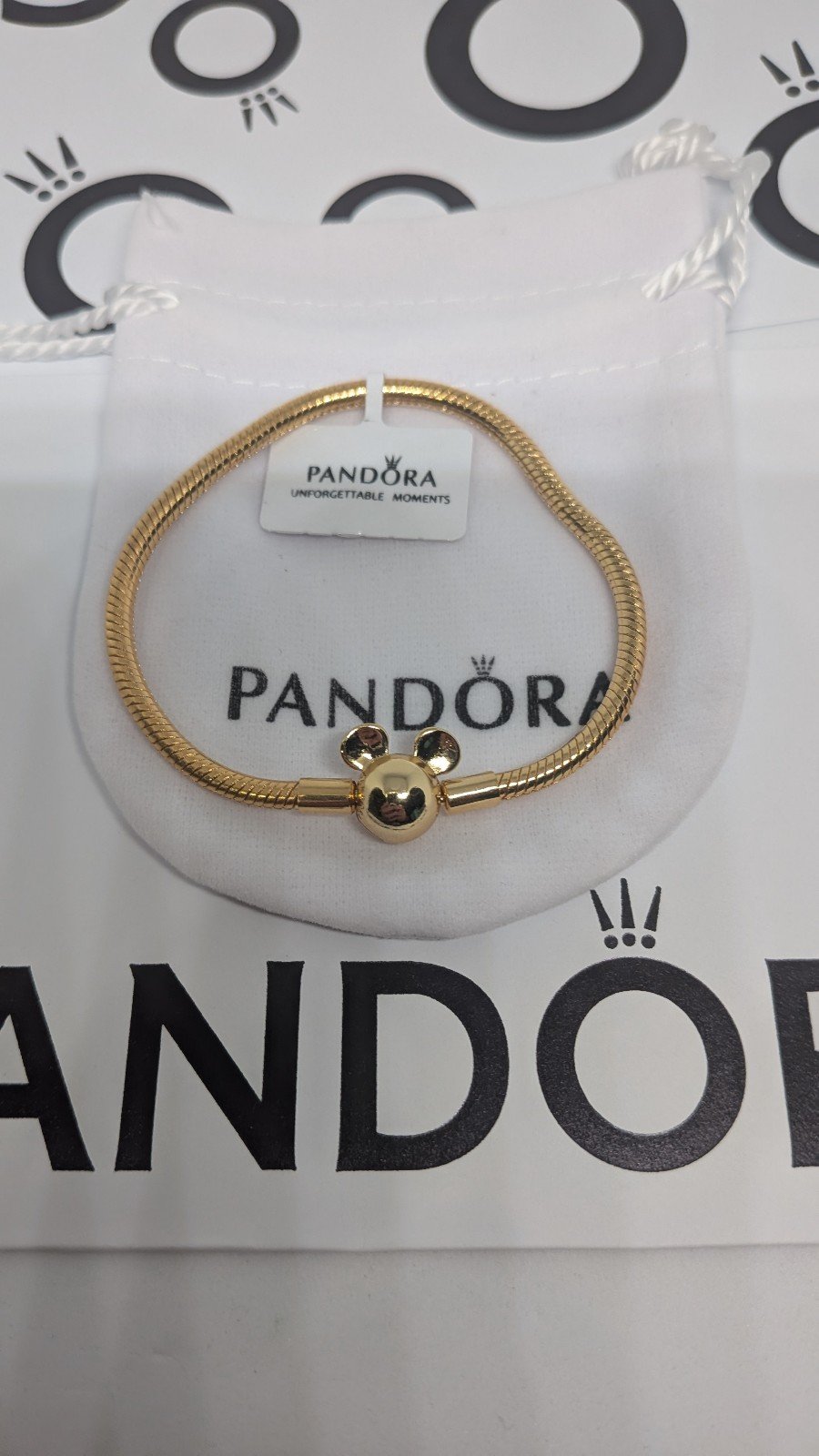 Pandora Moments Disney Minnie mouse Snake chain charm bracelet size 7.1 inches