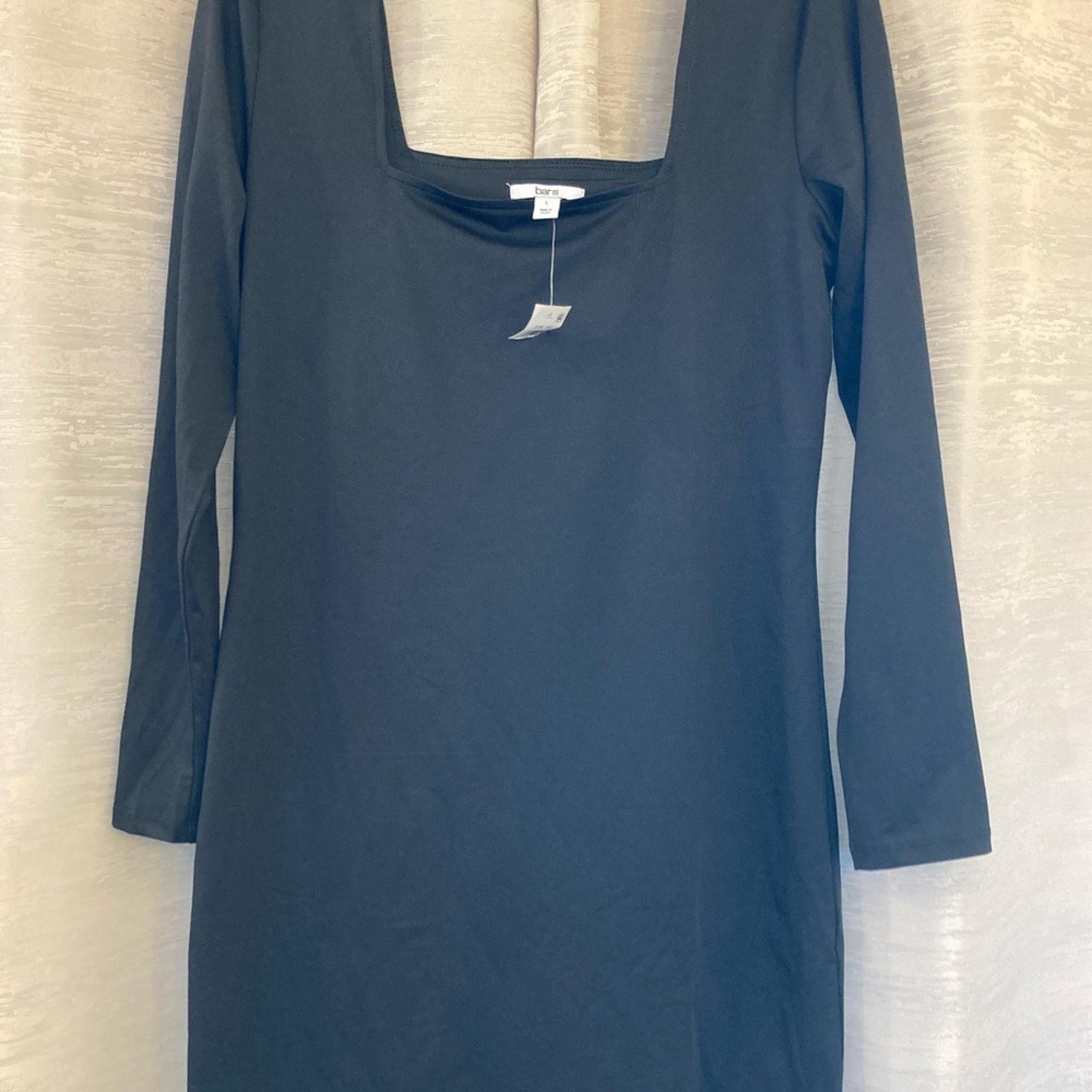 bar lll Bodycon Dress Square Neck Long Sleeve Mini Dress Black Size L