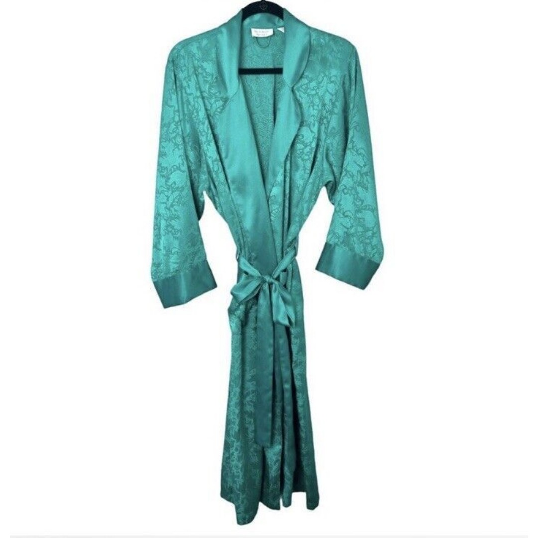 Vintage Victoria’s Secret Gold Label Satin Floral Robe Size M/L Full Length