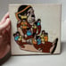 Pueblo Storyteller Vintage Ceramic Tile Trivet Fiesta Brand 1980s Art Pottery