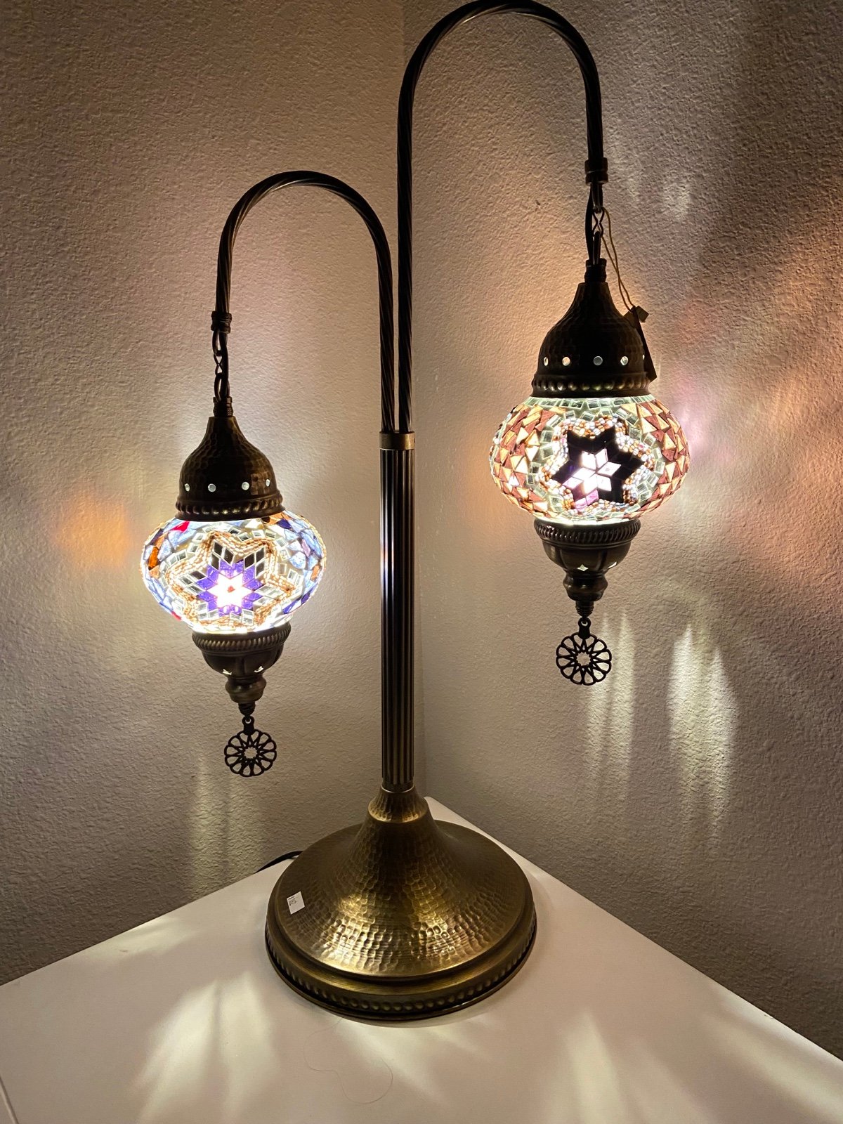 Handmade Turkish table lamp 2 globes