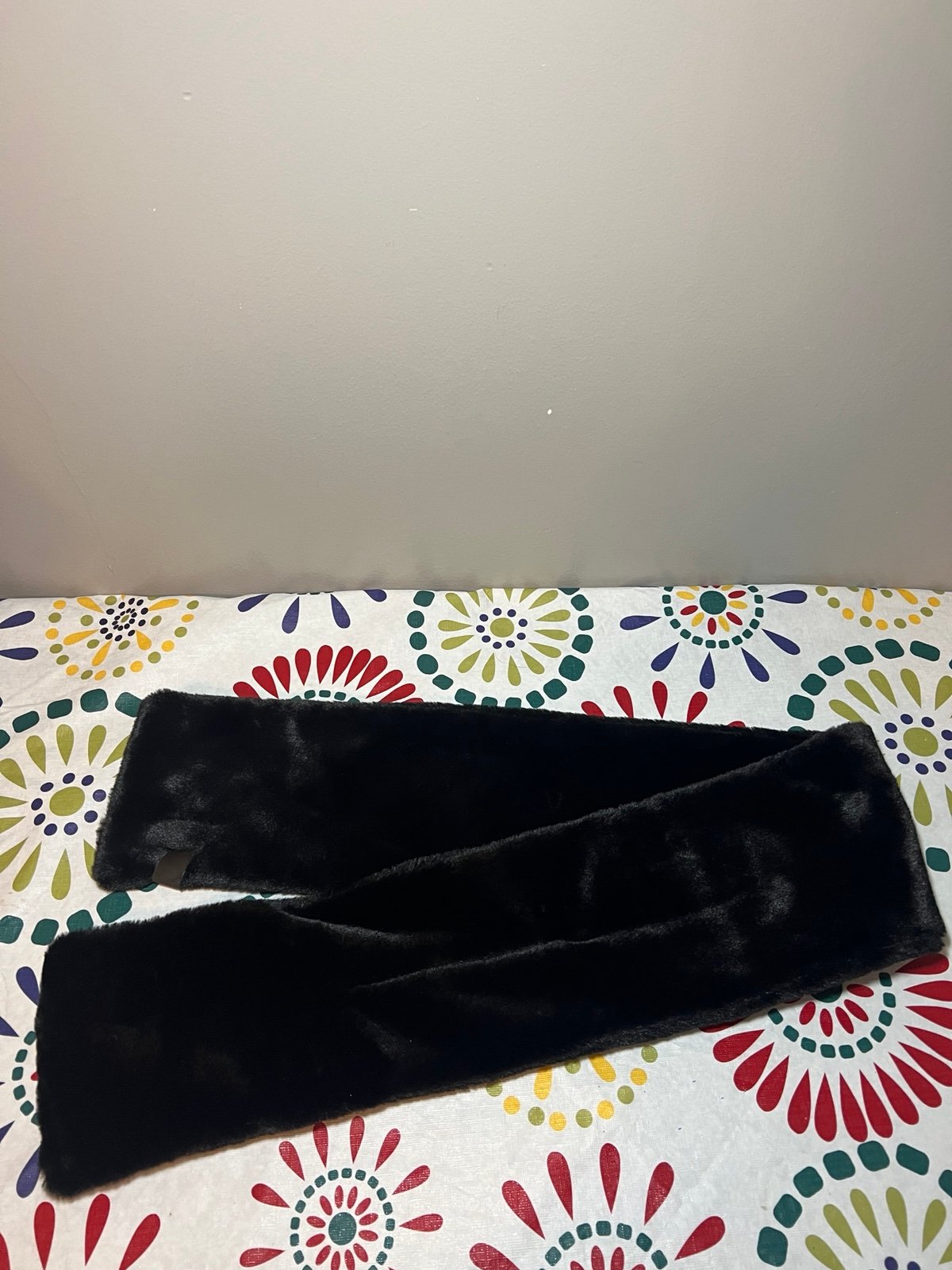 CALVIN KLEIN BLACK FAUX FUR INFINITY SCARF
