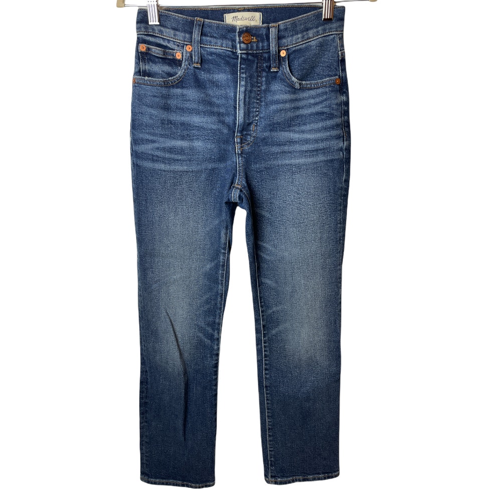 Madewell Blue Slim Demi-Boot Straight Leg High Rise Jeans Women's Size 23