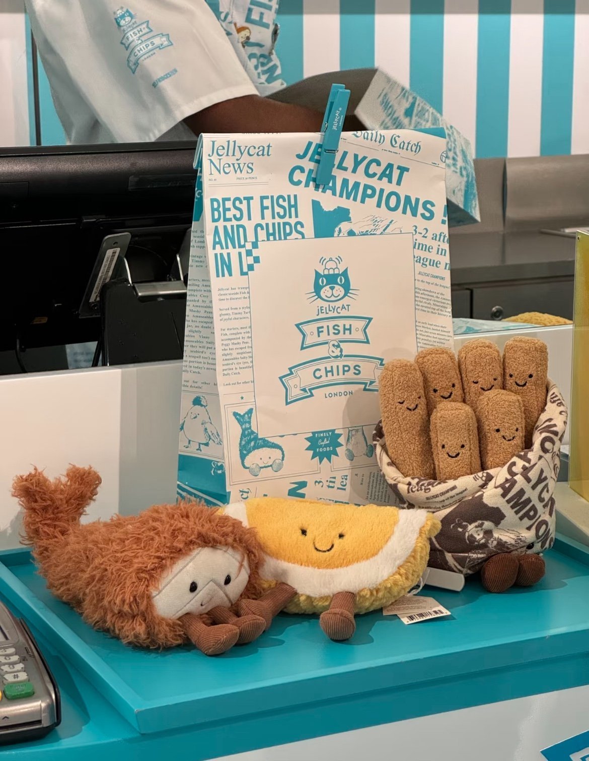 Jellycat London exclusive fish+chip+lemon combo