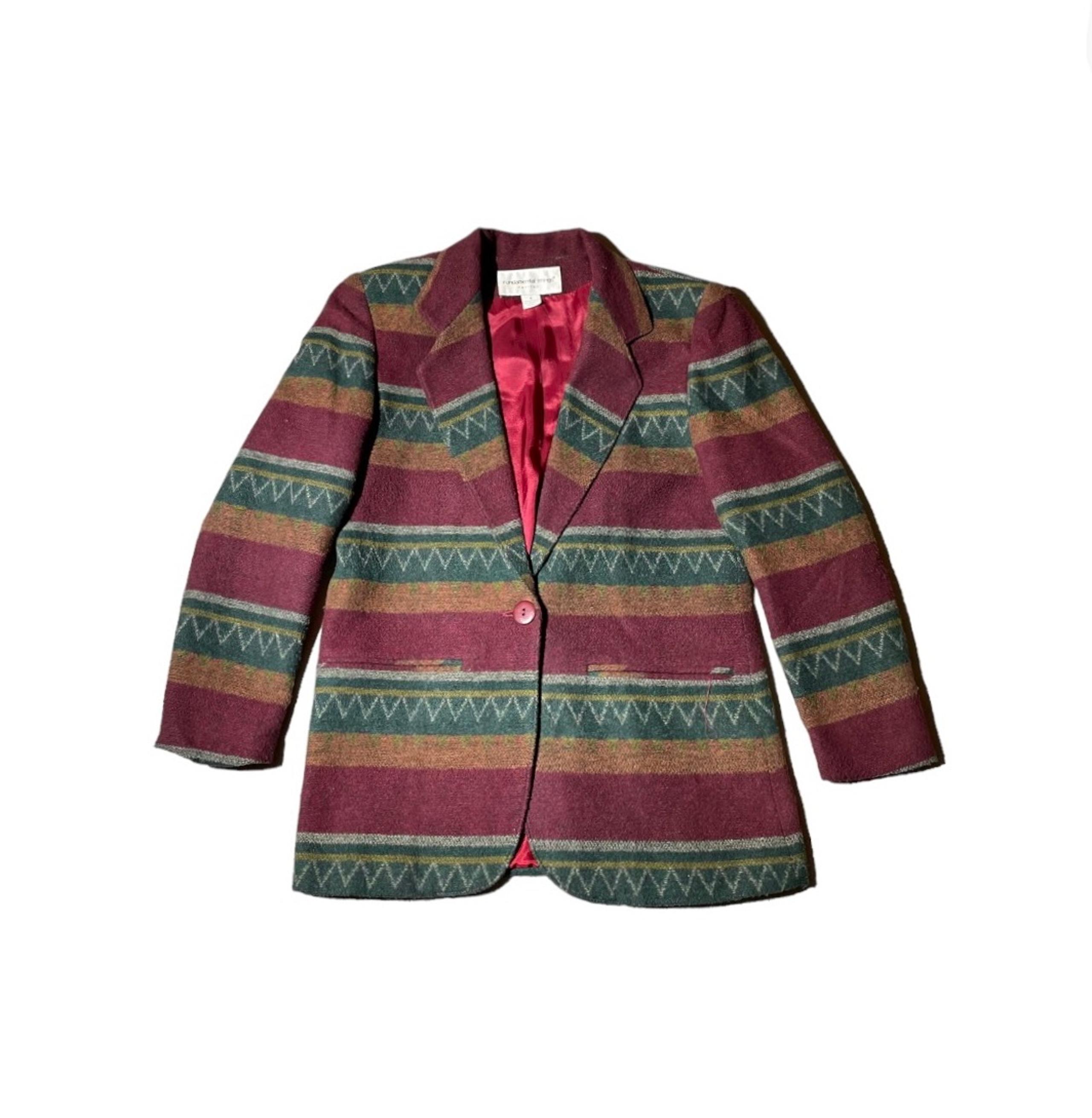 Vintage fundamental things petites Aztec pattern blazer suit jacket size 4