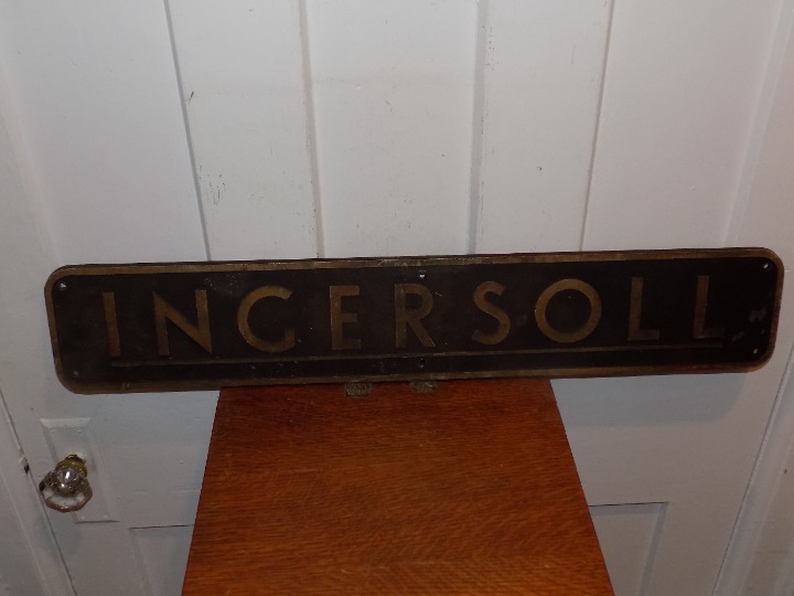 Vintage Ingersoll Heavy Metal Embossed Sign