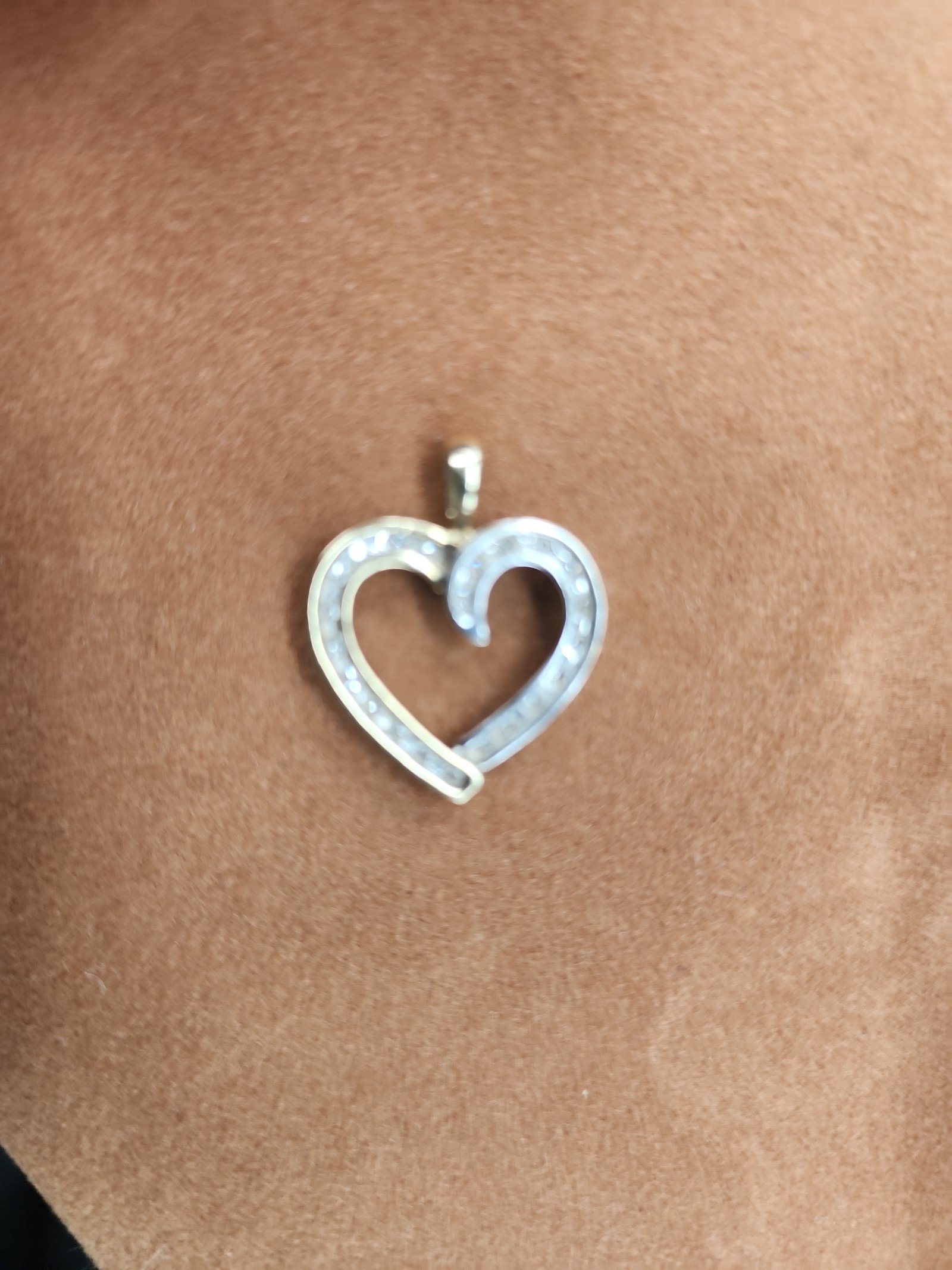 10k Two Tone Gold Diamond Heart Pendant