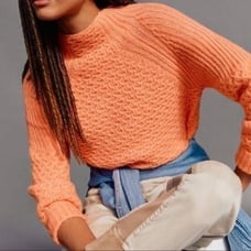 Anthropologie Bia Tangerine Orange Mock Neck Tunic Sweater Size XS