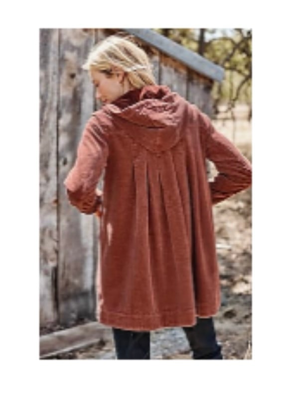 J.Jill Rust Cinnabar Hooded Tumbled-cord corduroy jacket Sz 2X