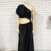 Farm Rio One-Shoulder Asymmetric Cutout Dress in Black - Size Large