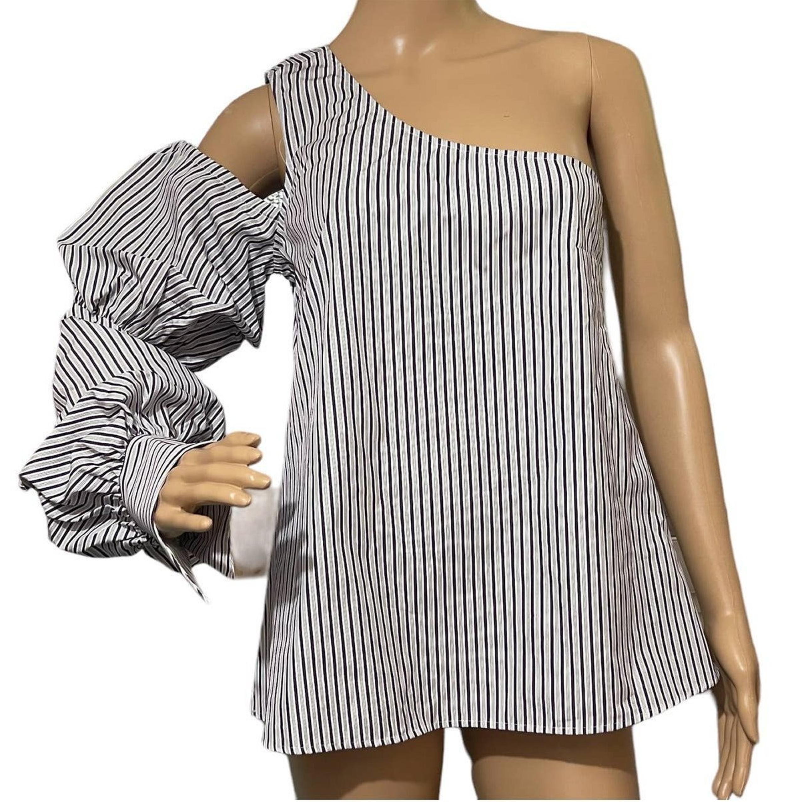 PETERSYN Womens Lara Blouse One Shoulder Striped in Empire Size M New