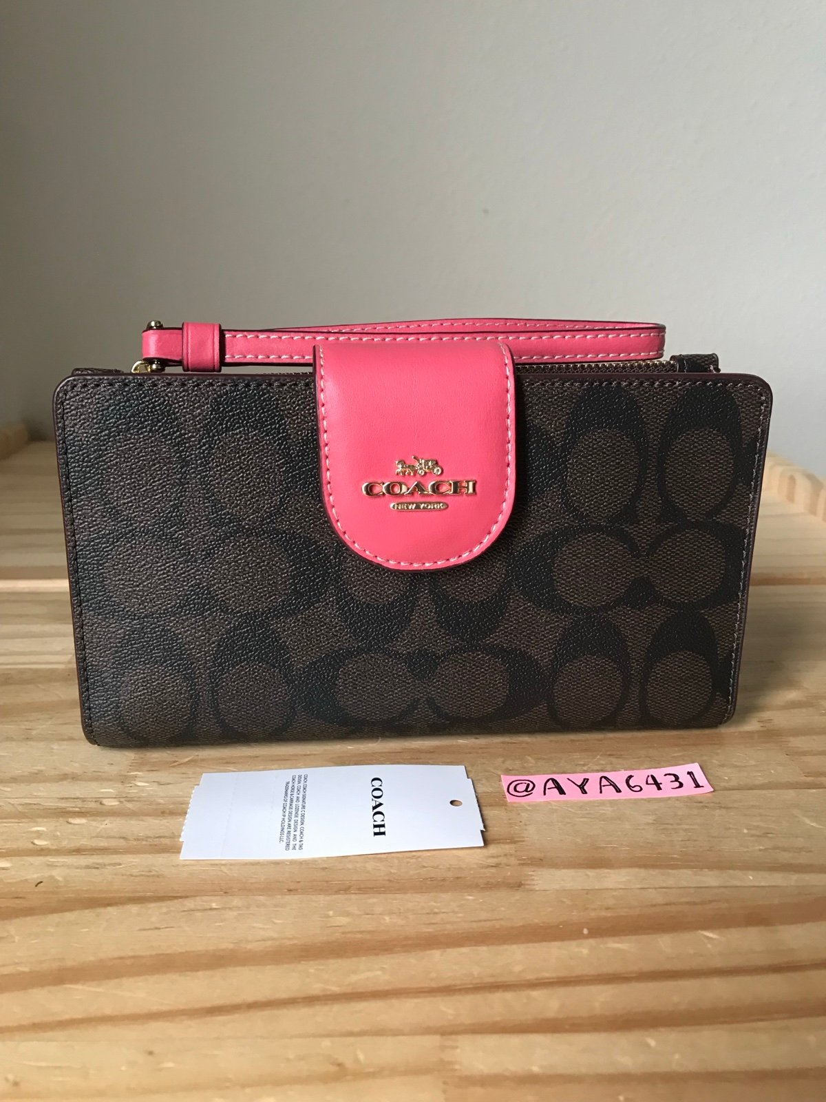 Coach Signature colorblock tech wallet