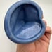 Vintage 80s Art Pottery Doug Wylie Whale Tail Ceramic Wine Glass Goblet blue gre