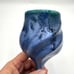 Vintage 80s Art Pottery Doug Wylie Whale Tail Ceramic Wine Glass Goblet blue gre