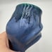Vintage 80s Art Pottery Doug Wylie Whale Tail Ceramic Wine Glass Goblet blue gre
