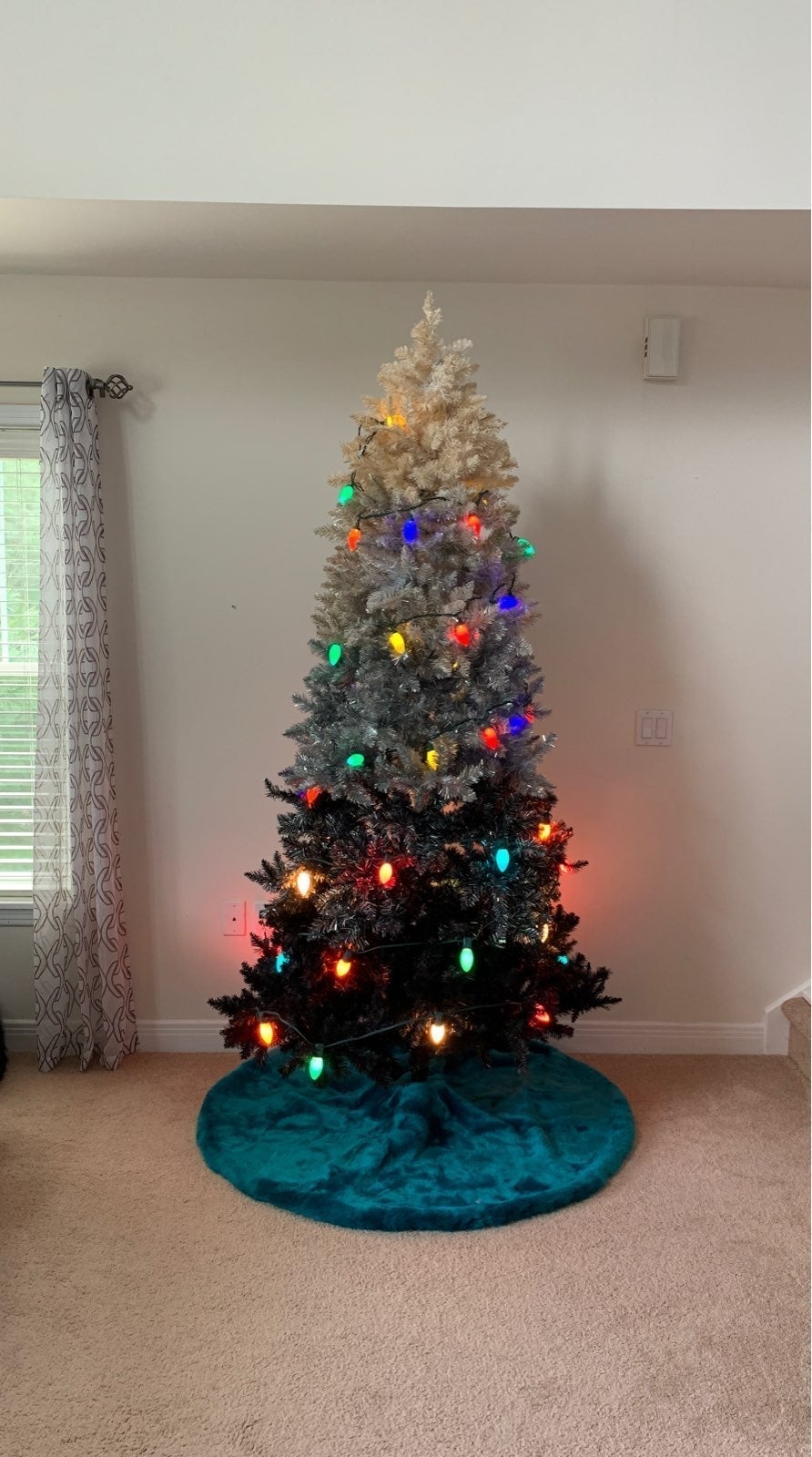 Ombre black silver christmas tree 7.5 ft