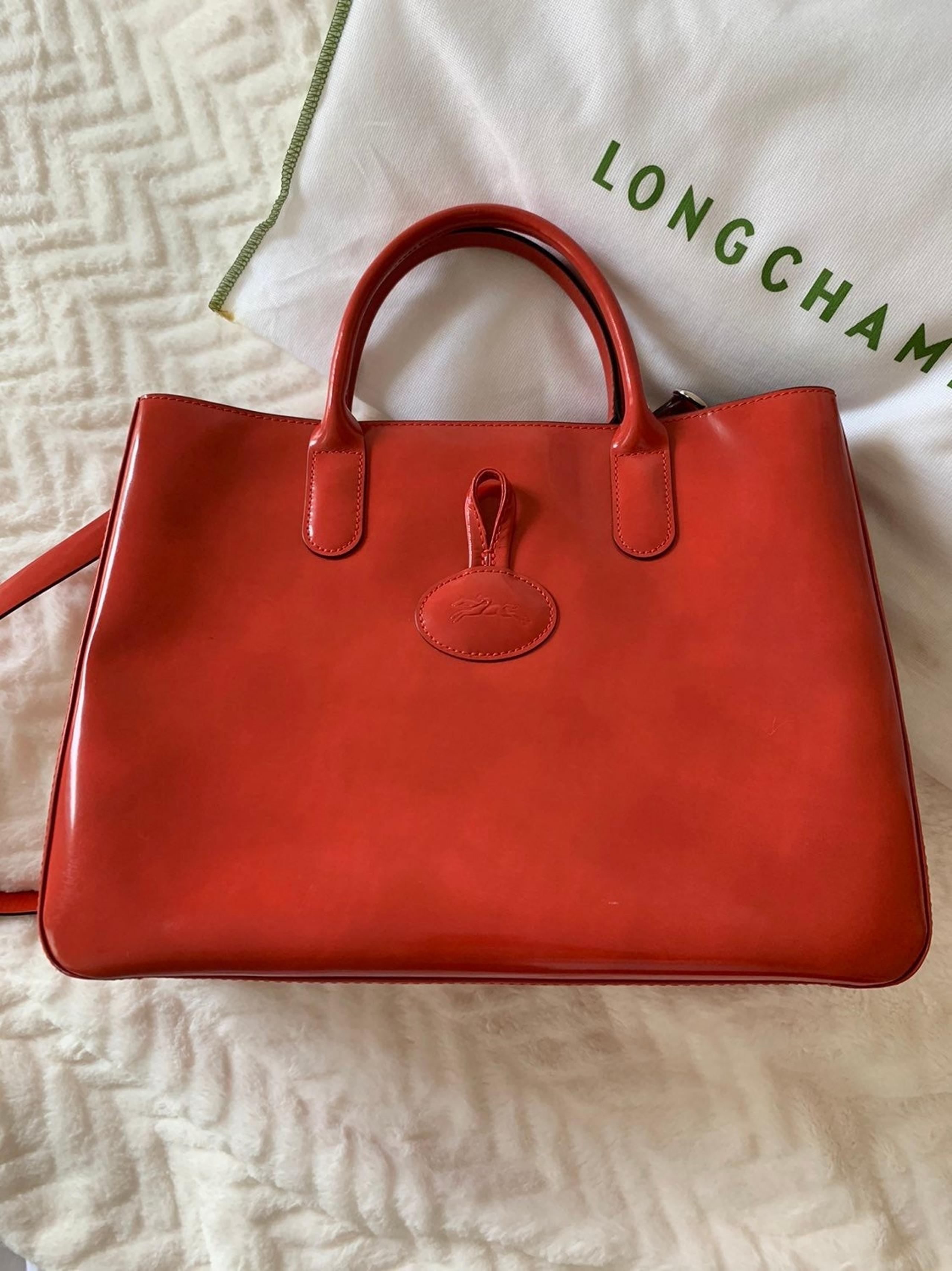 Longchamp Patent Leather Roseau Tote Bag with Bamboo Toggle