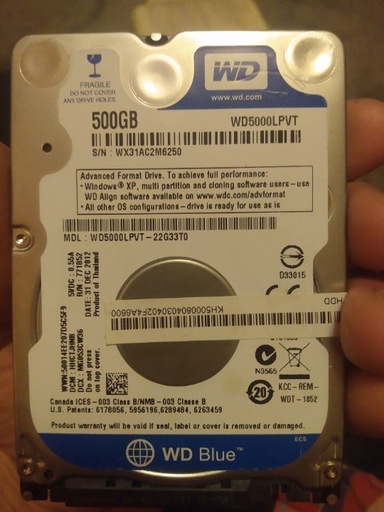500GB WD5000LPVT Hard Drive