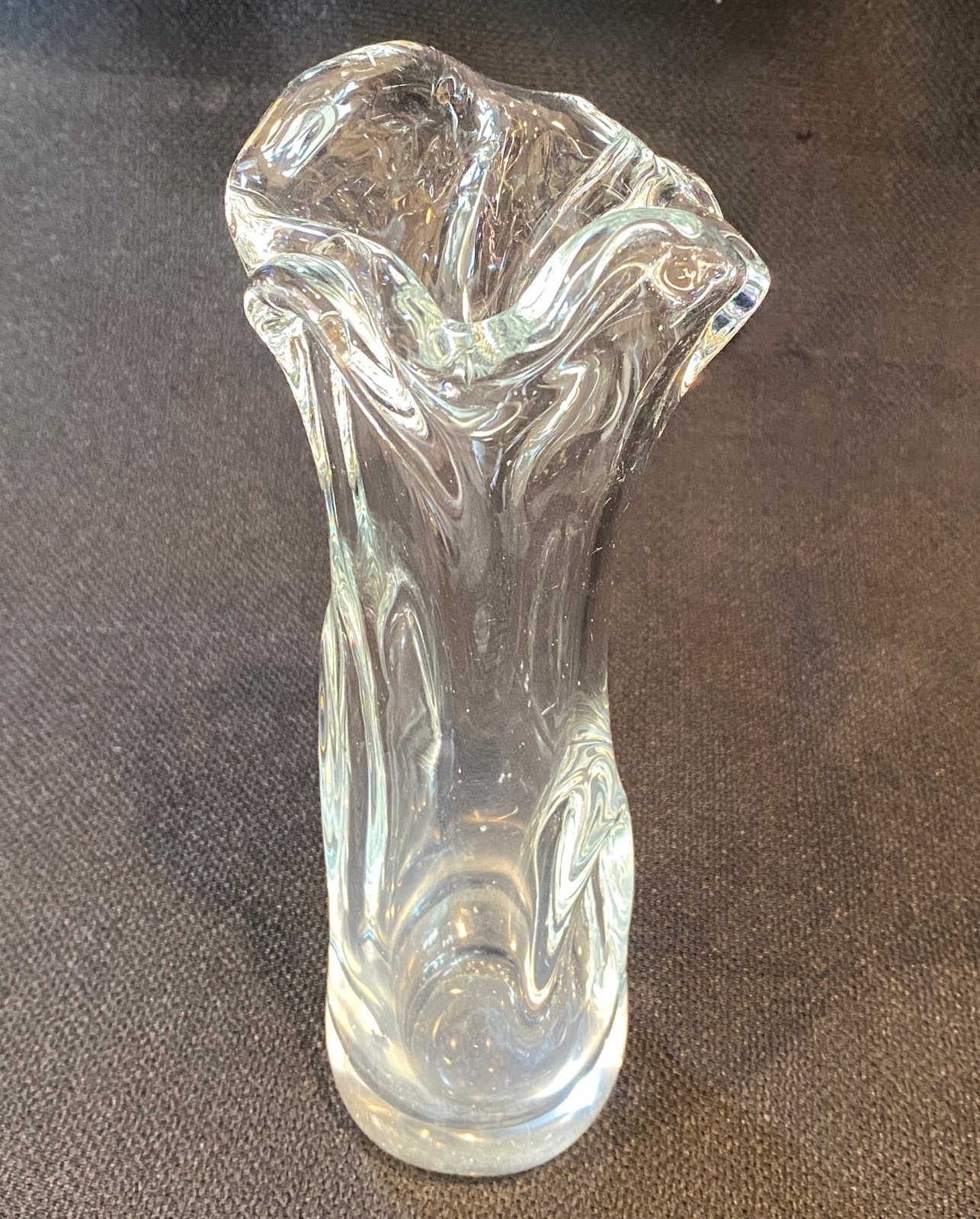 MCM Vintage JAN BERANEK Skrdlovice Stretch Art Glass 9” Tall Vase Czech Bohemia