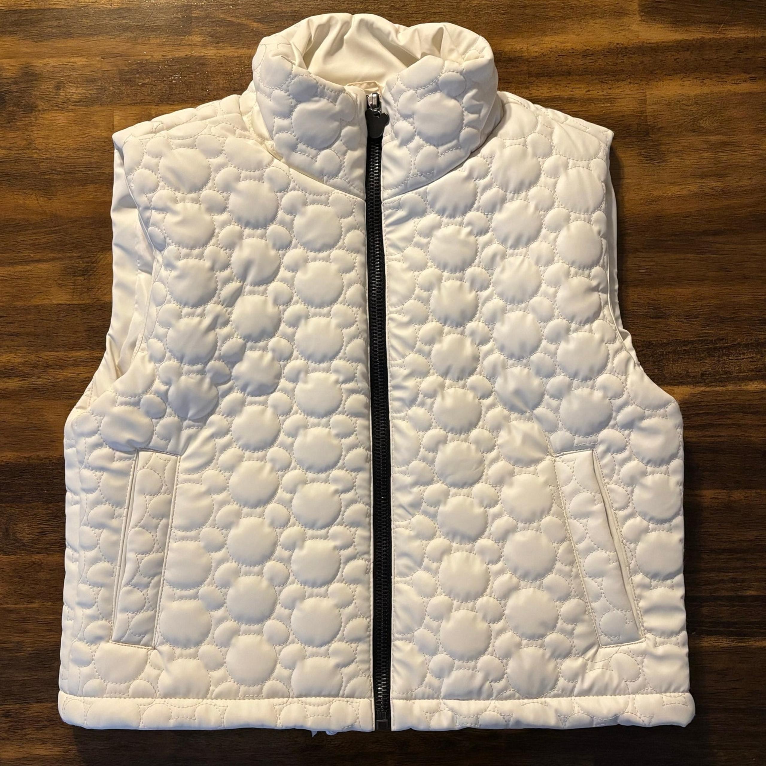 Disney x Forever 21 Women’s Small Vest Puffer Full Zip Pockets White