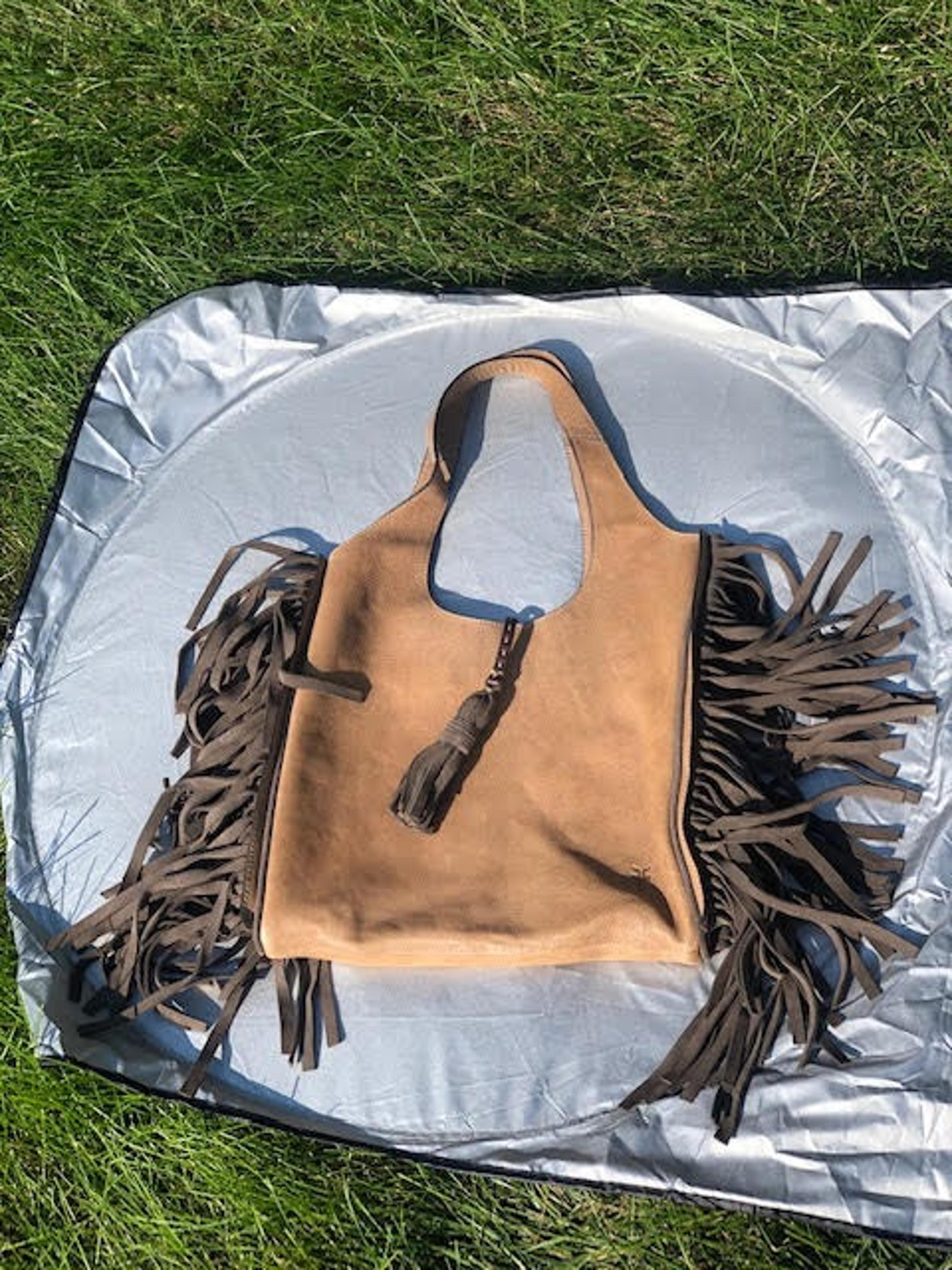 Frye Farrah Fringe tote bag, Taupe (brown grey)
