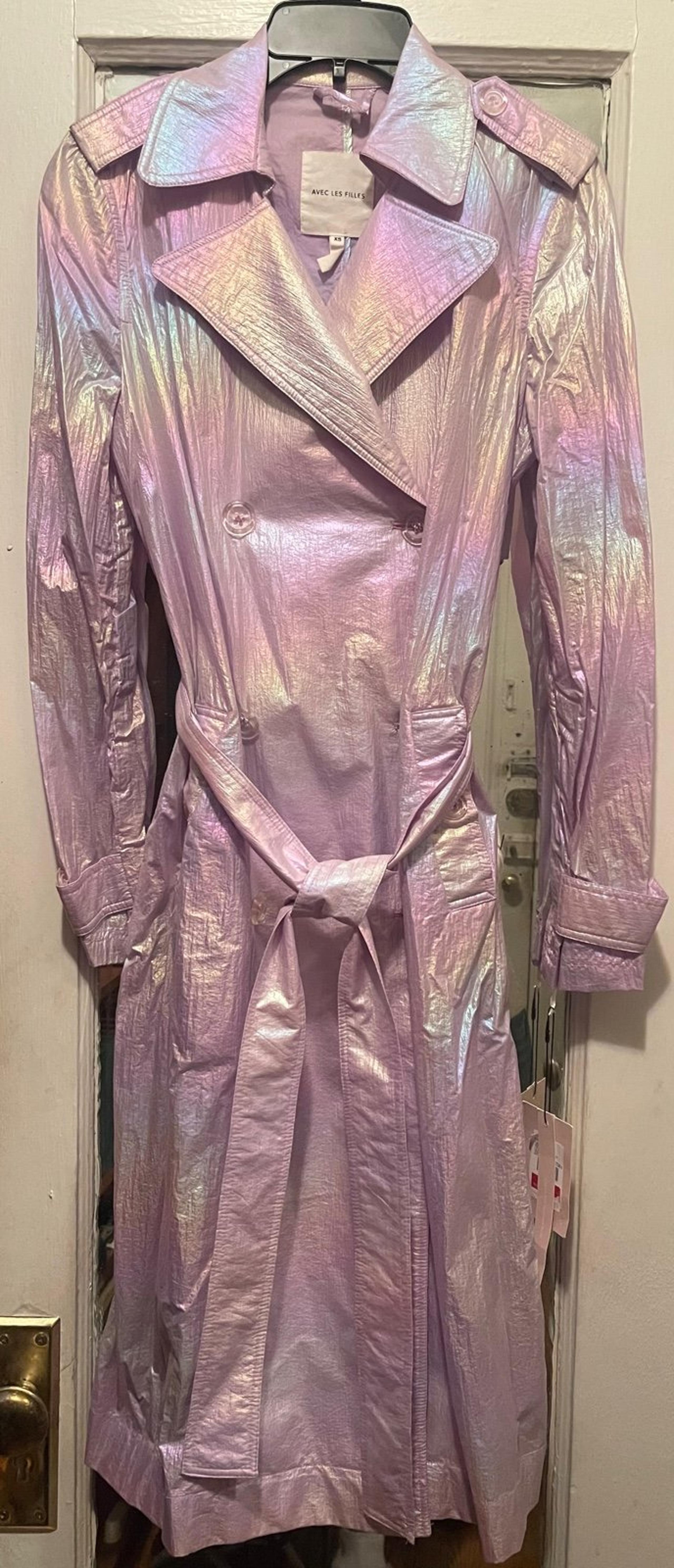 Avec Les Filles Iridescent Lavender Trench Coat Size XS. Original Price $160