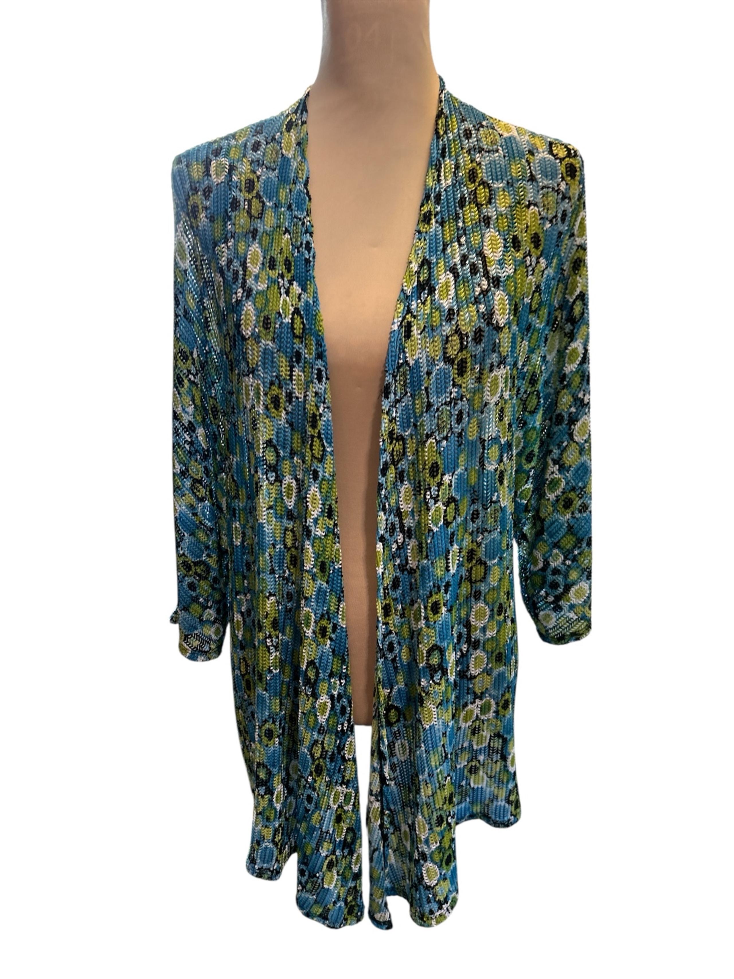 Laura Ashley Women’s Cardigan Green Open Front 3/4 Sleeve Lightweight Sz Medium.