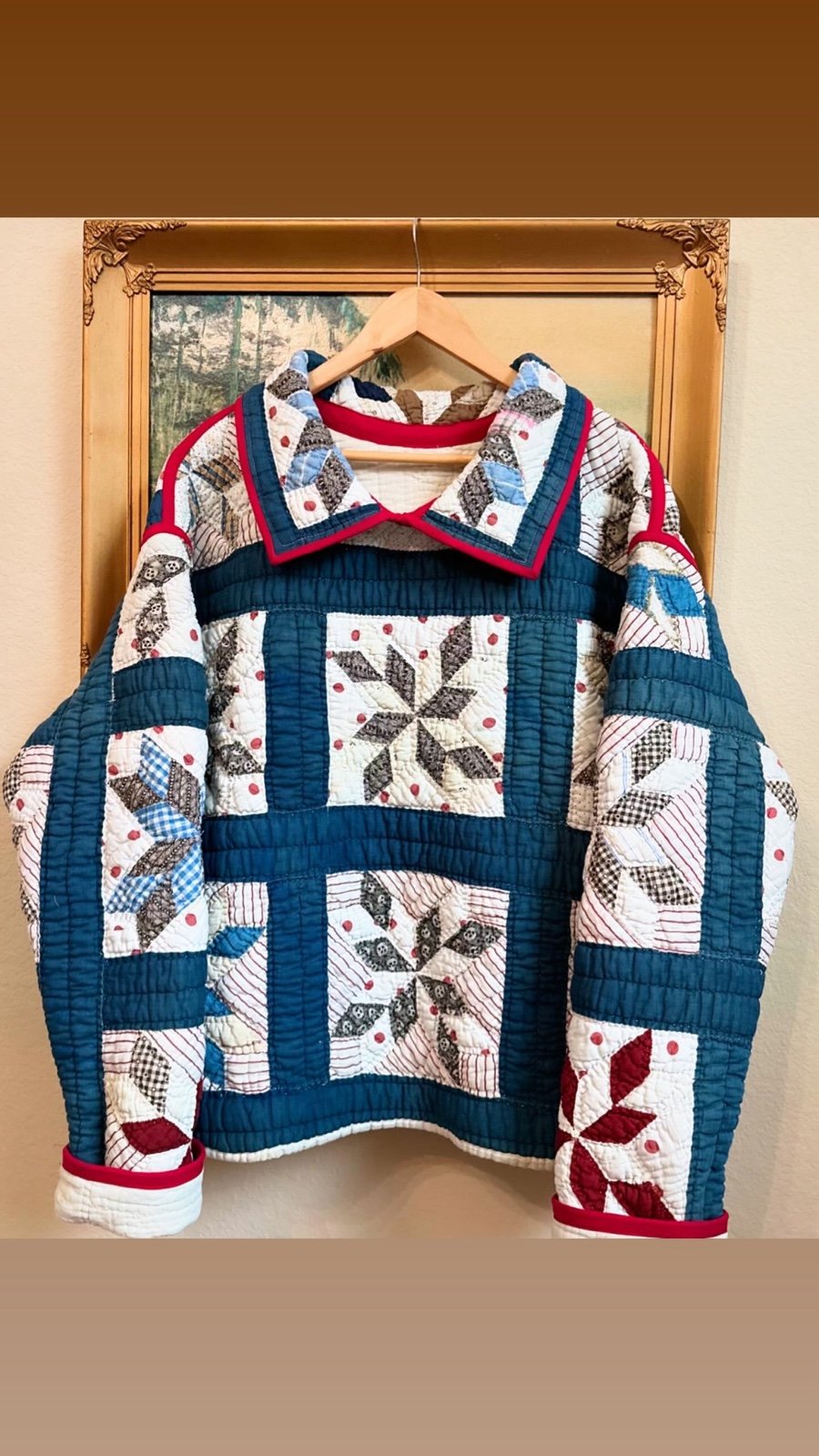 Vintage quilt sweater pullover size large