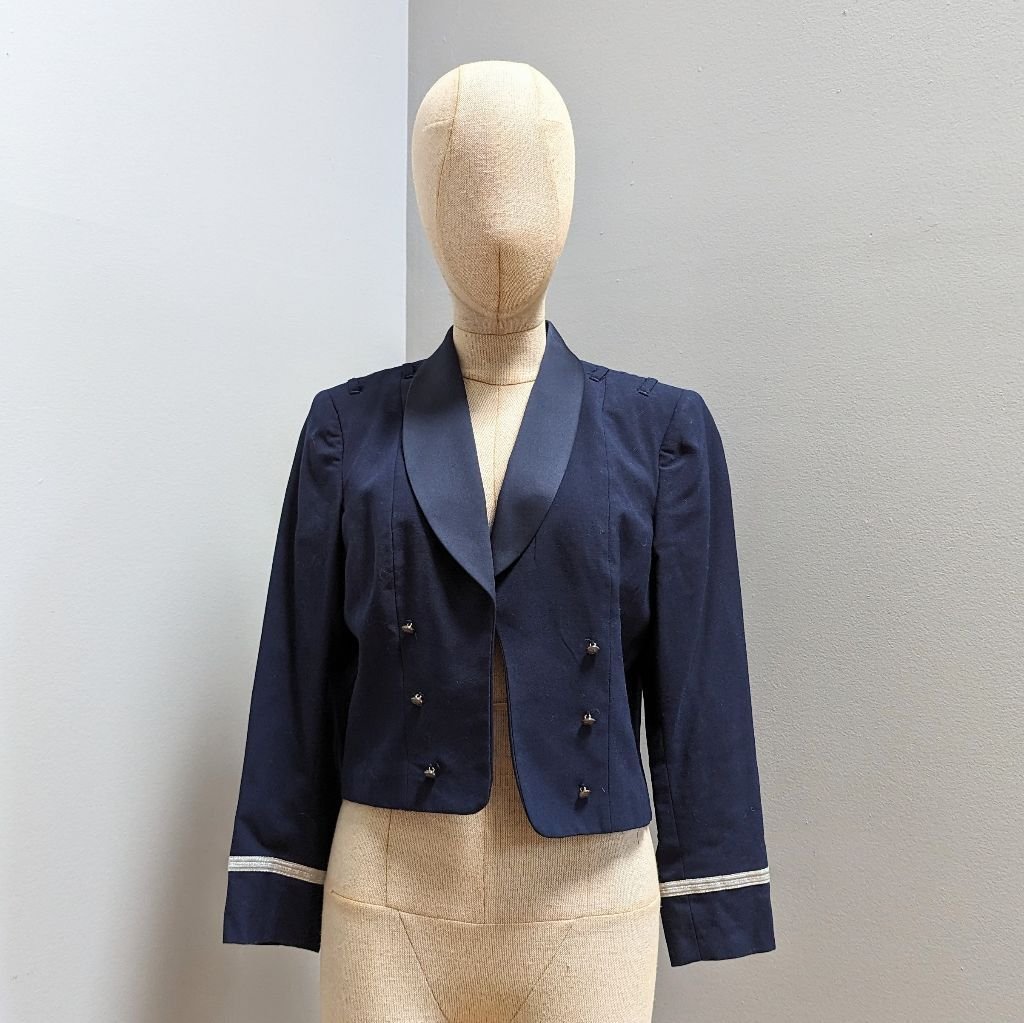 American Craftsmen Cropped Blazer Jacket Blue 14