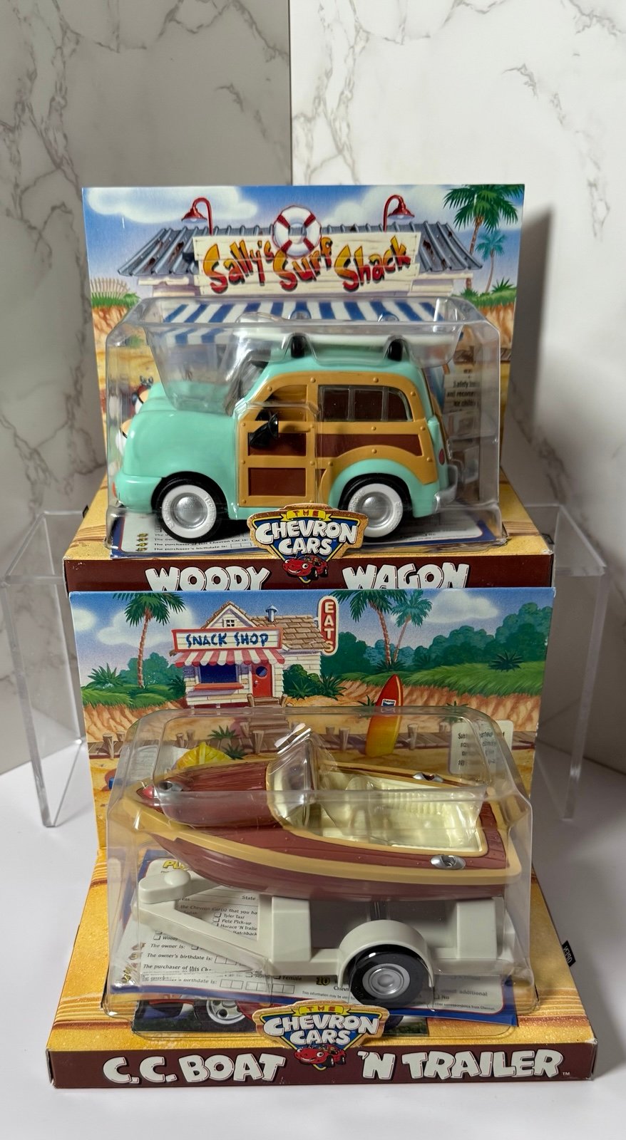 The Chevron Cars Woody Wagon And CC Boat ‘N Trailer New In Box