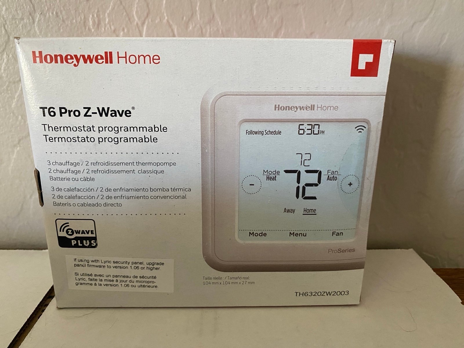 honeywell thermostat T6 Zwave Programmable