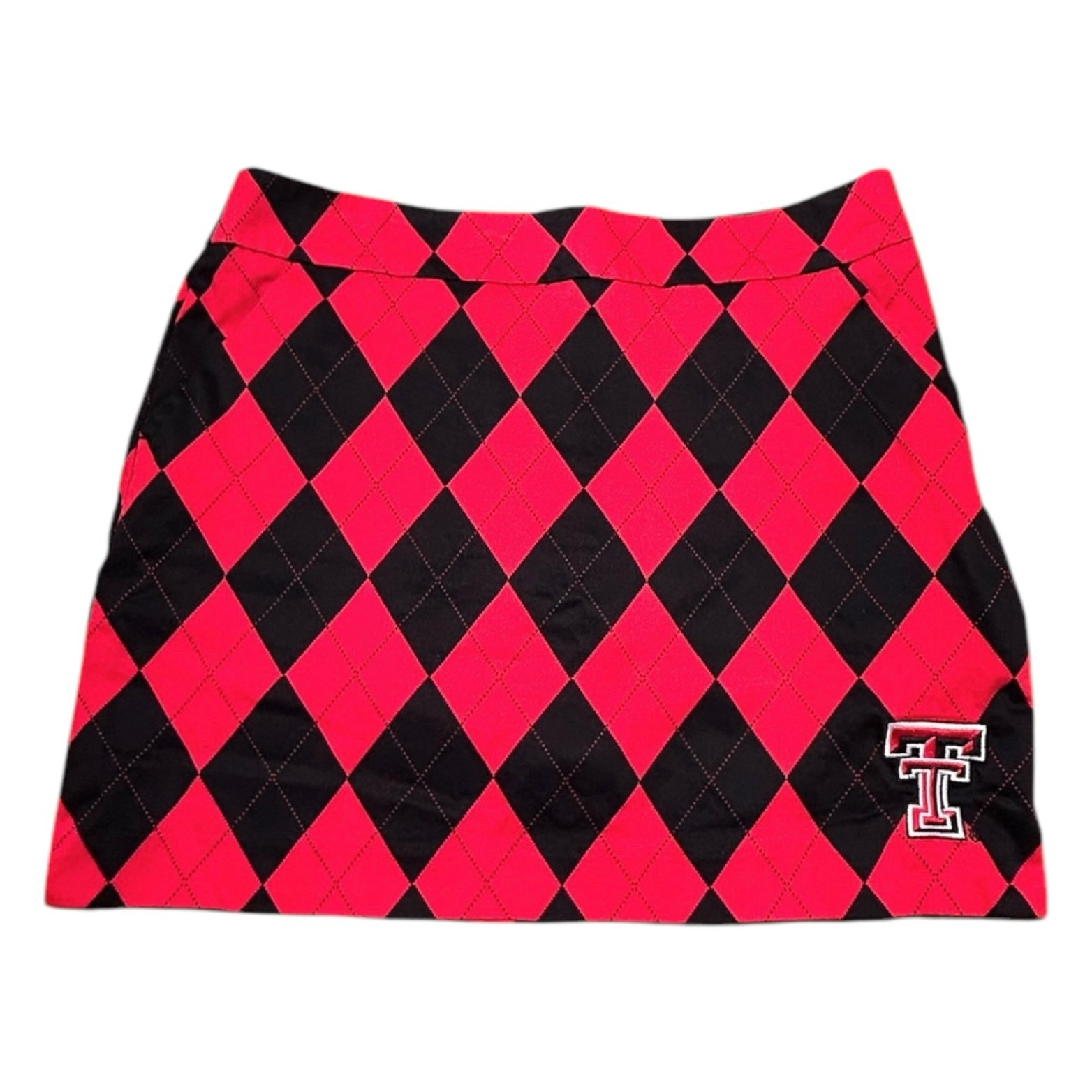 LOUDMOUTH Ladies Texas Tech Red & Black Argyle Golf Skort sz 10 Red Raiders NCAA