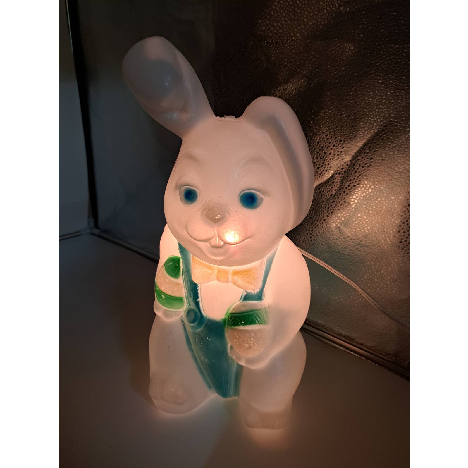 Vtg Easter Bunny Light up Blow Mold by Carolina Enterprises 15 x 7 x 7
