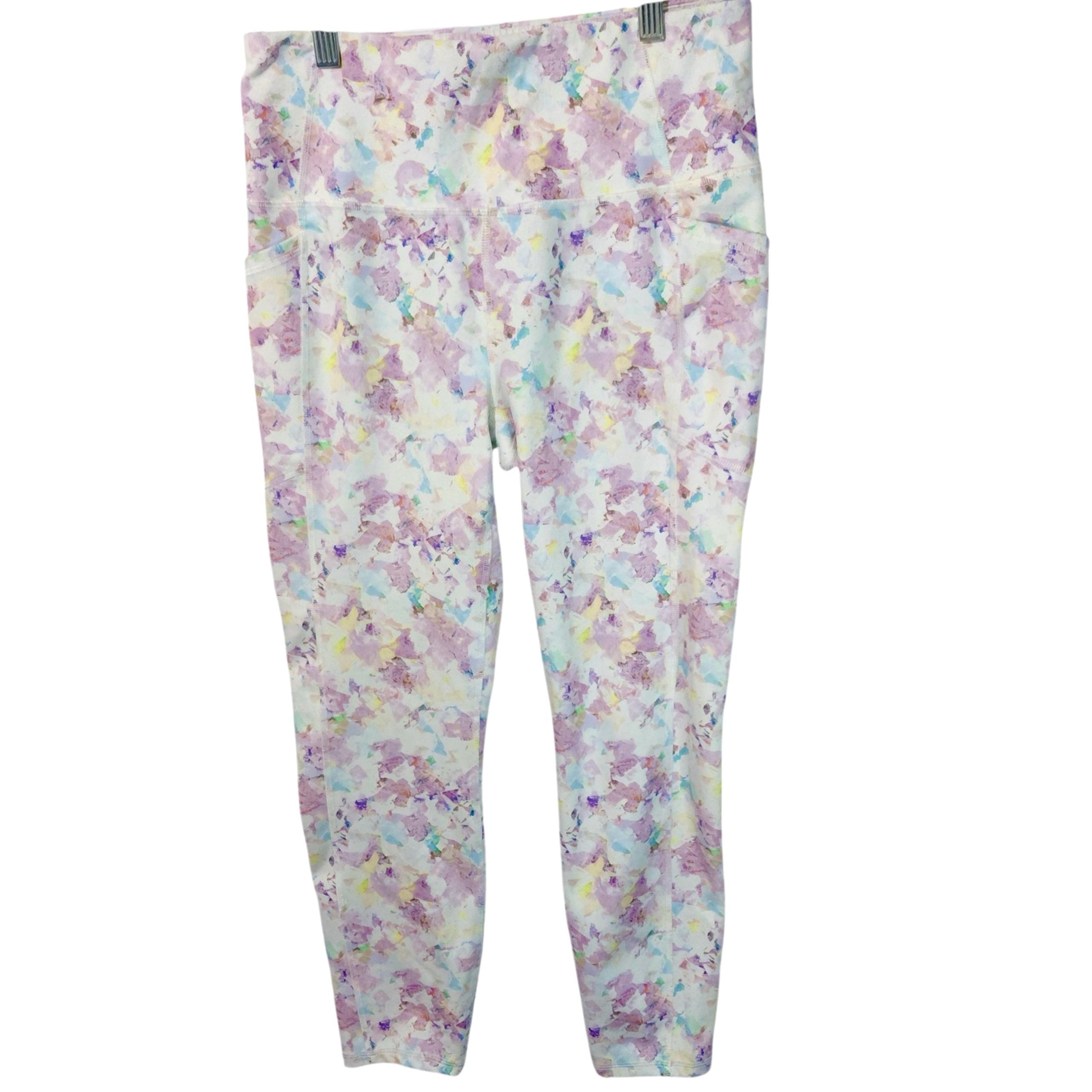 Reebok Women's Large Multicolor Floral Activewear Yoga Leggings with Pockets