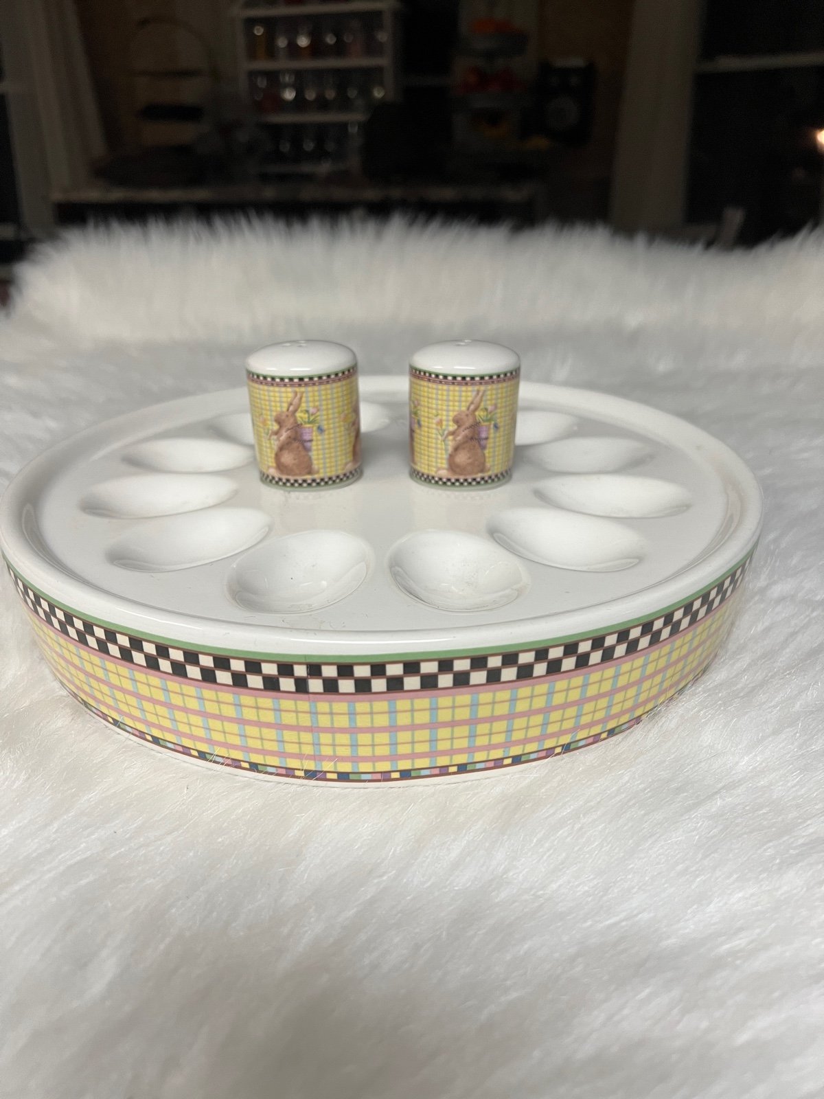Easter Devilled Egg Plate with Salt and Pepper Shakers