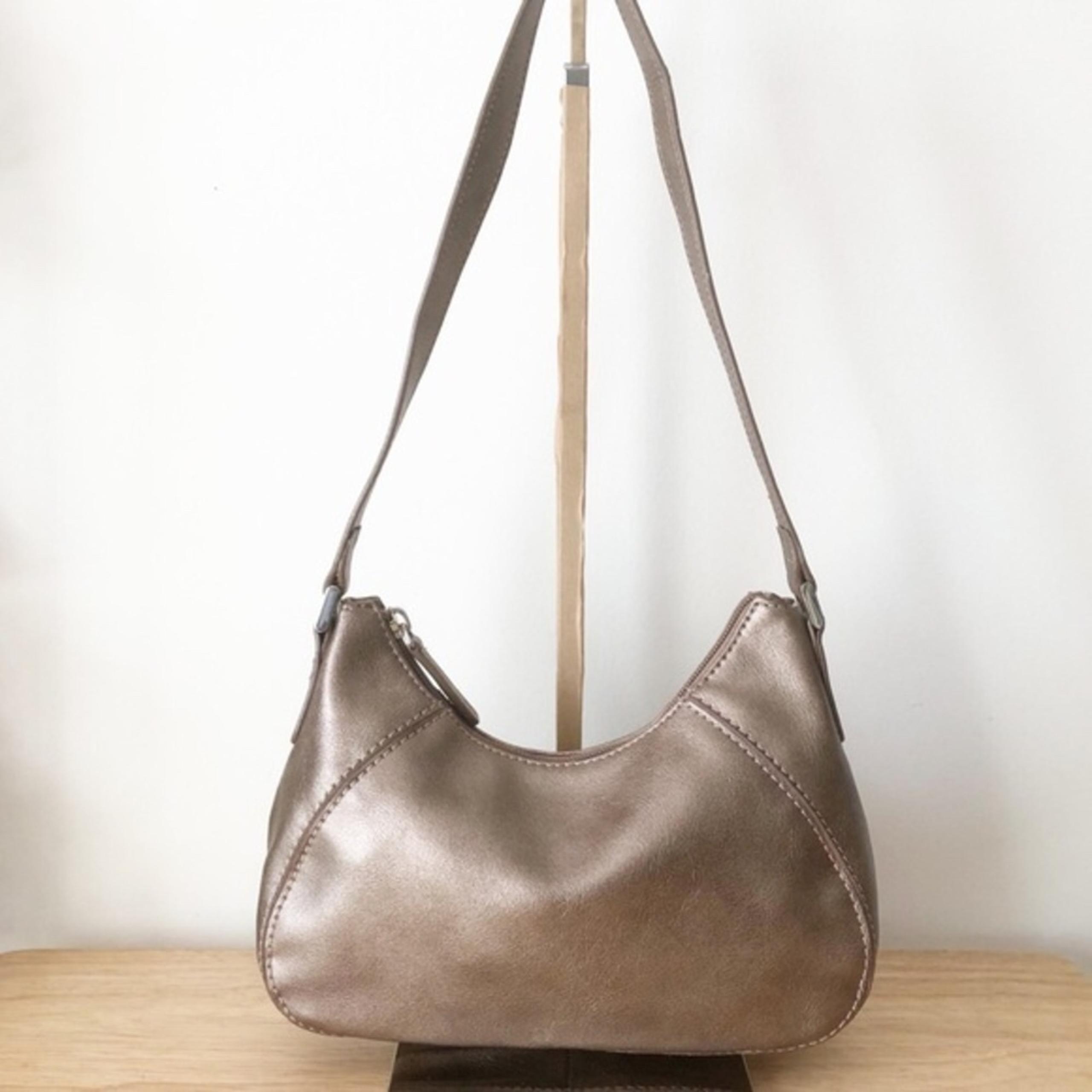 Liz Claiborne Metallic Taupe Small Shoulder Bag Evening Night Out Vintage Y2K