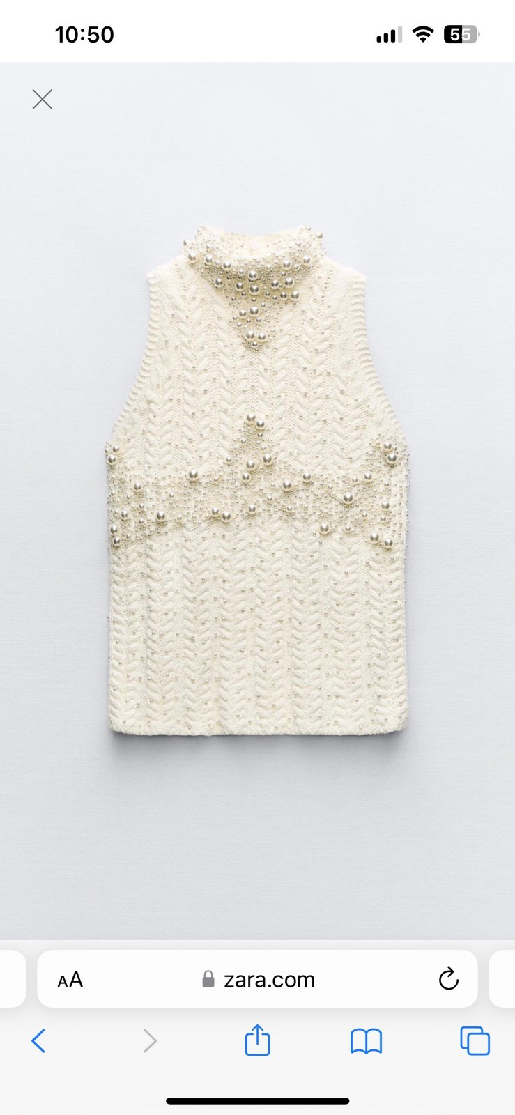 Zara knitwear top with faux pearls