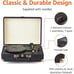 New Black Suitcase Turntable Record Player with Built-in Speakers and Bluetooth