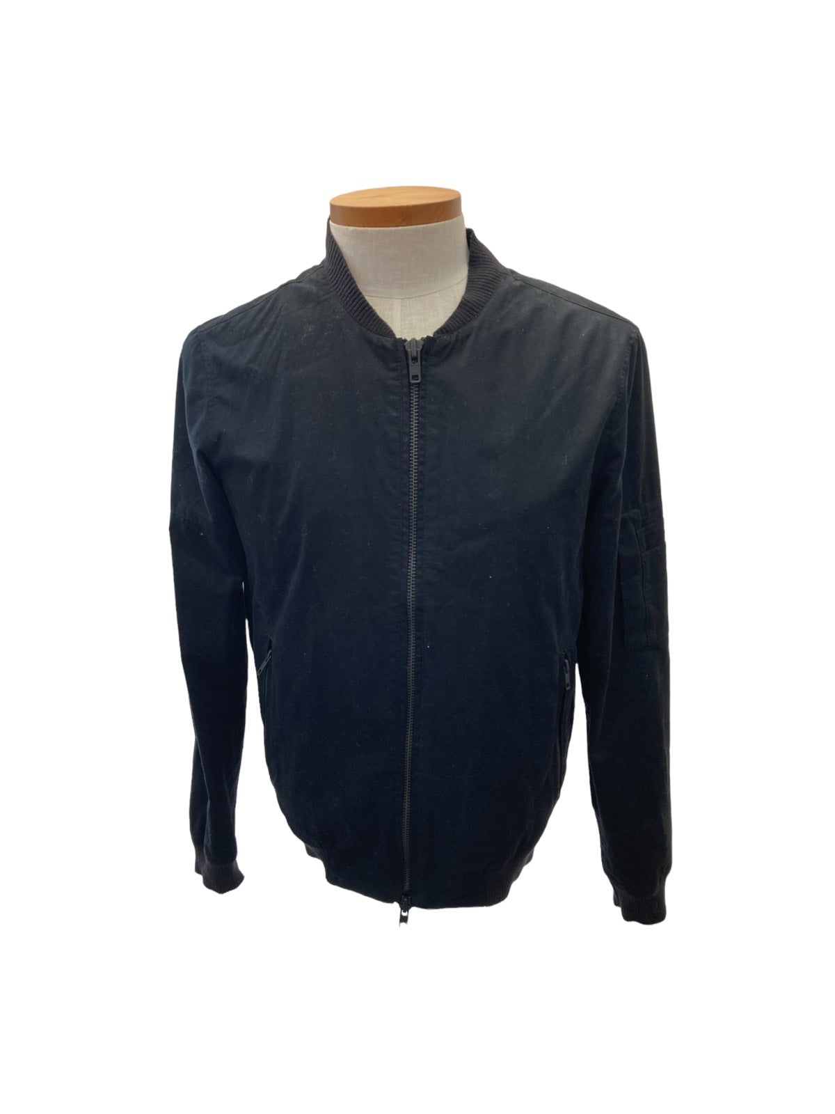 Dstld Men’s Black Cotton Zip Up Bomber Jacket Size Medium
