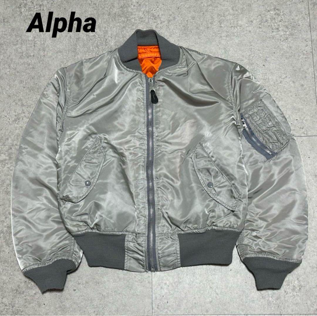 ✨1988-1992 Made✨ (M) ALPHA MA-1 USA 80s silver
