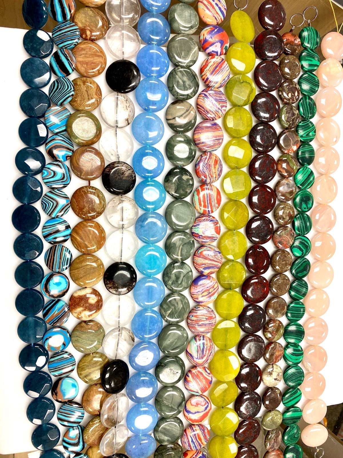 Gemstone Large Coin Beads 12 strands lot