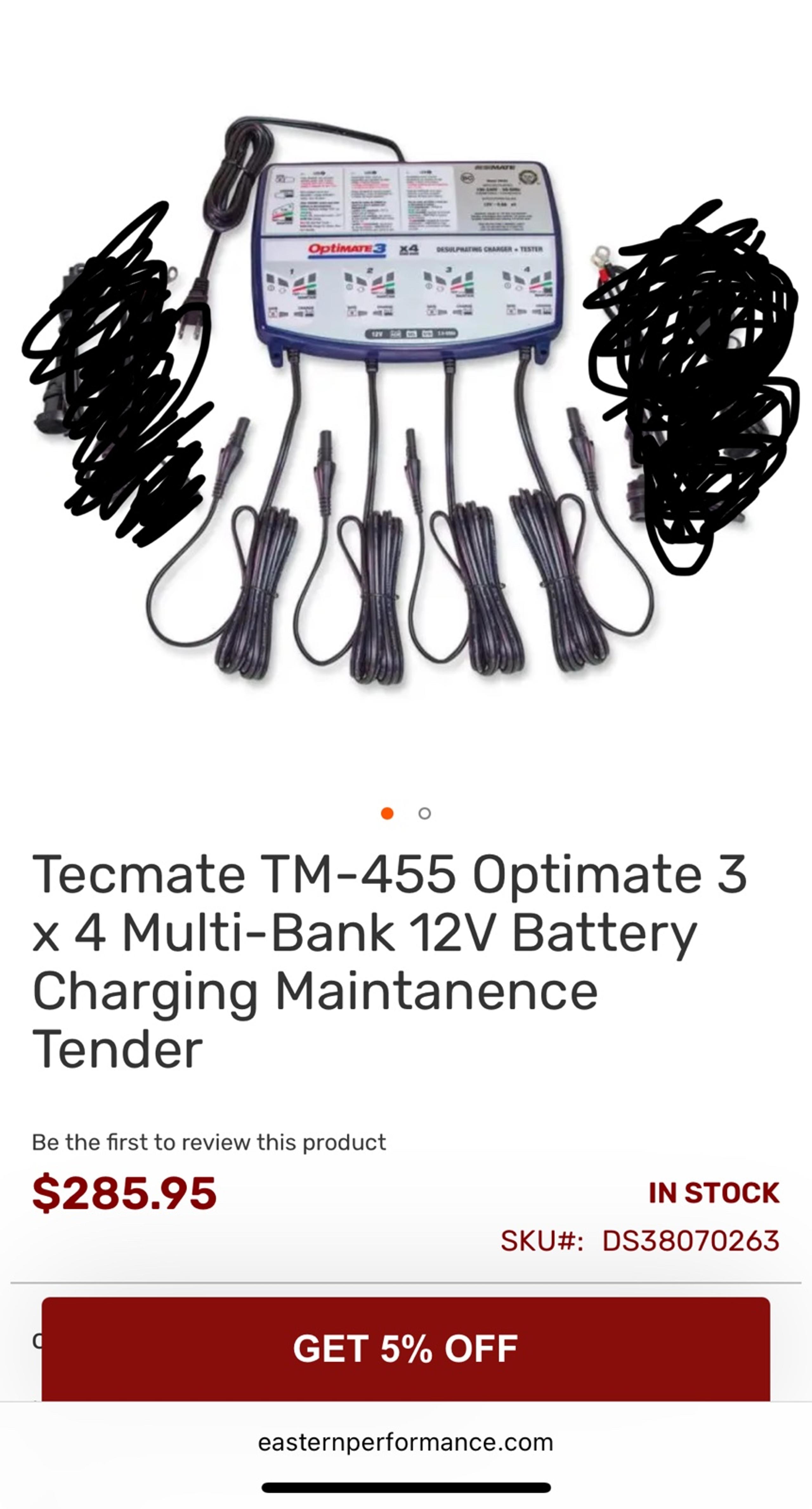 Tecmate TM-455 TM455 battery charger combo