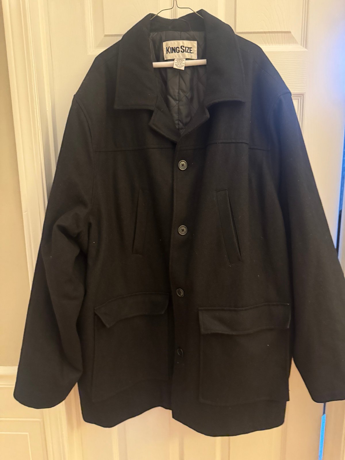 Big and tall king size 5XLT Men's Black wool Coat
