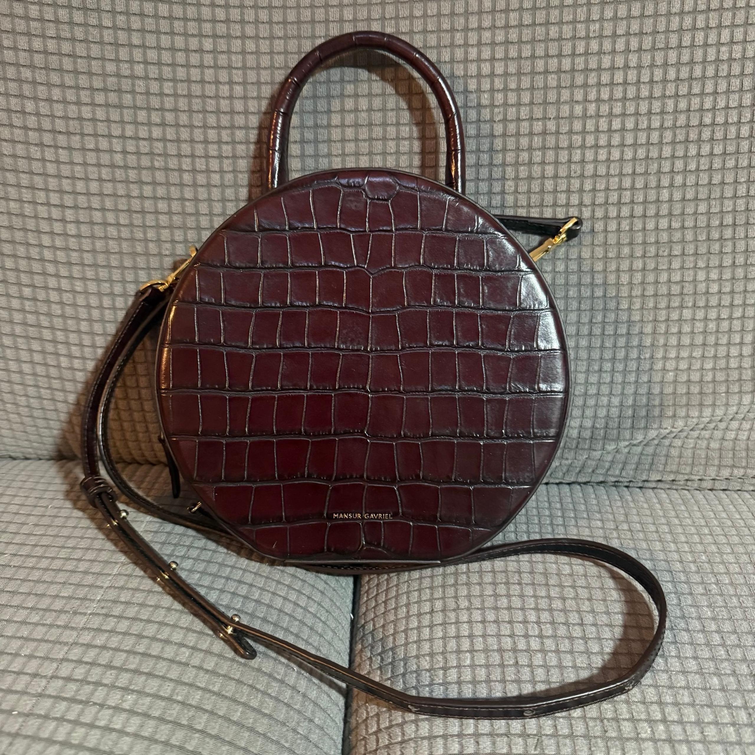 Mansur Gavriel Croc-Embossed Leather Circle Crossbody Bag Made in Italy $795