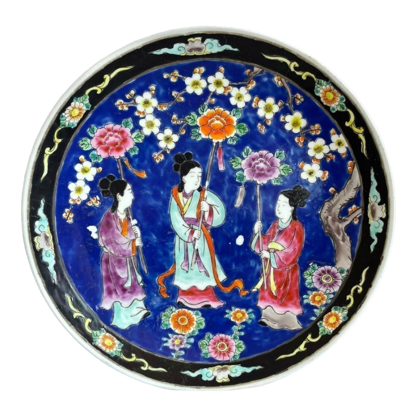 Antique Bowl Japanese Large Serving Plate Hand Painted Plate Ceramic Plate