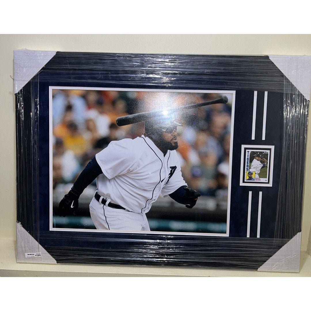 23” X 31” Framed Prince Fielder Picture W/2012 Detroit Tigers Autograph Card.
