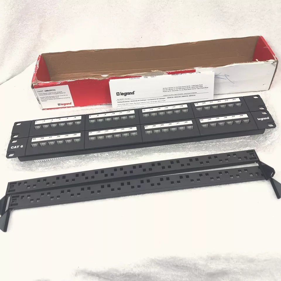 ON-Q Legrand 48 Port CAT 6 Patch Panel, Black Unused 48845CC6